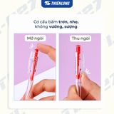  Combo 5 bút bi Thiên Long TL-027 mực xanh/đỏ/đen ngòi 0.5mm dạng bấm cò, nét viết đều dành cho học sinh, văn phòng 