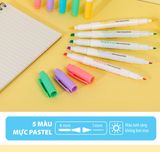 Hộp bút dạ quang 5 cây đủ 5 màu pastel Thiên Long Pazto HL-016 không làm lem chữ, không để lại vết khi photocopy, màu sắc dịu mát và rửa được 