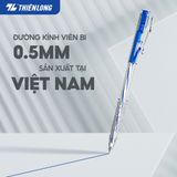  Combo 5 bút bi Thiên Long TL-027 mực xanh/đỏ/đen ngòi 0.5mm dạng bấm cò, nét viết đều dành cho học sinh, văn phòng 