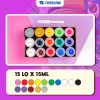  Bộ 15 lọ màu nước Thiên Long Colokit WACO-C09 dung tích 15ml có 12 màu cơ bản, tặng thêm 01 màu Gold, 01 màu Silver ánh kim, 01 màu trắng và 01 dao lấy màu 