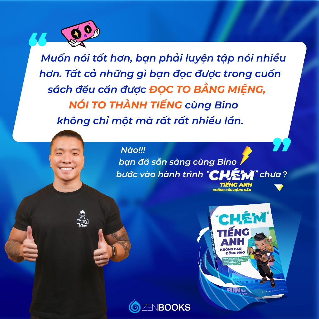  Sách - Chém Tiếng Anh Không Cần Động Não - Vũ Vi Bình  (Bino chém tiếng Anh) 
