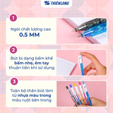  Combo 5/20 bút bi Thiên Long TP-06 ngòi 0.5mm mực xanh/đen dạng bấm cò, có vân cầm tay giúp giảm trơn trượt khi viết-Màu thân bút ngẫu nhiên 