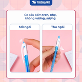  Combo 5/20 bút bi Thiên Long TP-06 ngòi 0.5mm mực xanh/đen dạng bấm cò, có vân cầm tay giúp giảm trơn trượt khi viết-Màu thân bút ngẫu nhiên 