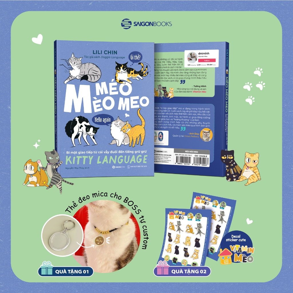  Sách - Mèo Méo Meo - Kitty Language - Bí Mật Giao Tiếp Từ Cái Vẫy Đuôi Đến Tiếng Grừ Grừ 