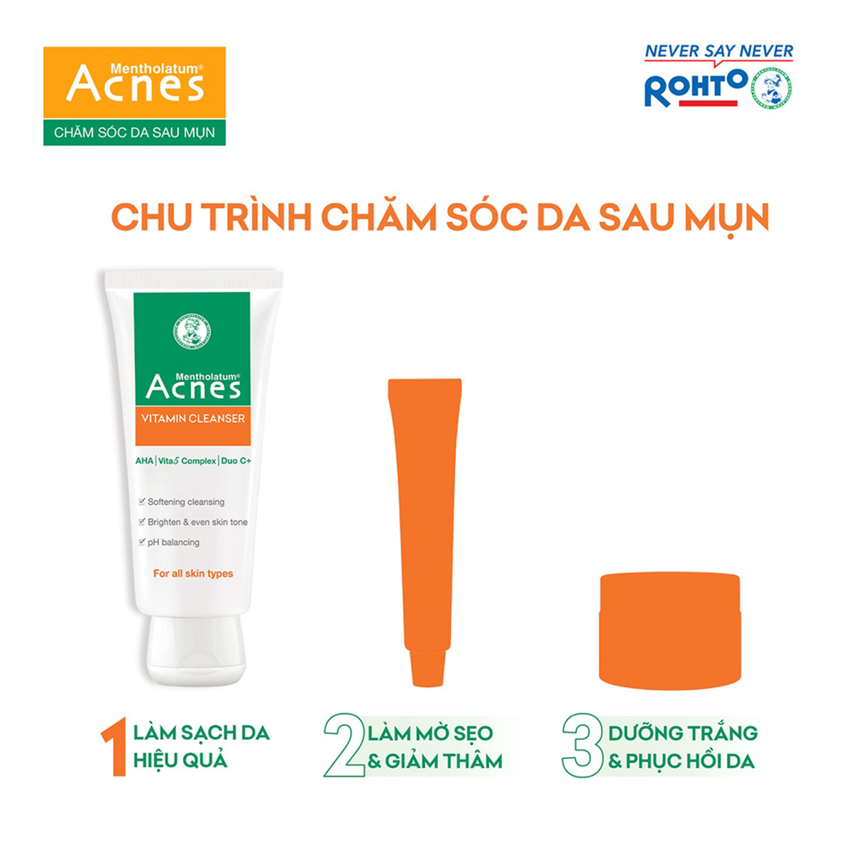  Kem Rửa Mặt ACNES Vitamin Làm Sáng Da, Mờ Sẹo Thâm 50g - Sản Phẩm Chính Hãng Tại Zitore 