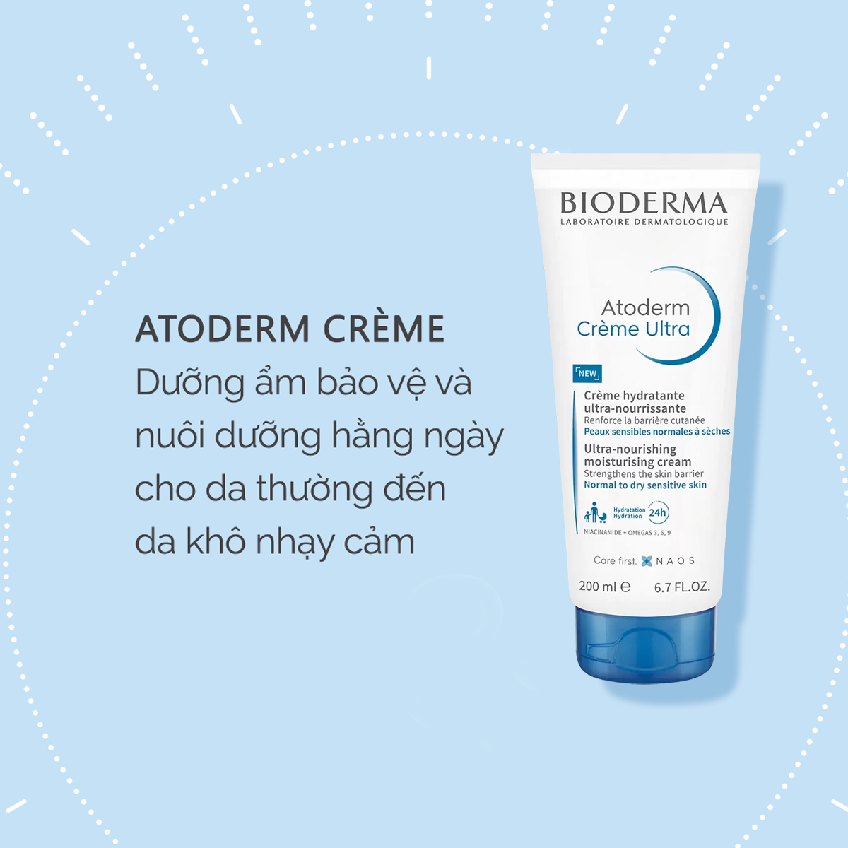  Kem Dưỡng Ẩm BIODERMA Cho Da Khô Nhạy Cảm 200ml - Sản Phẩm Chính Hãng Tại Zitore 