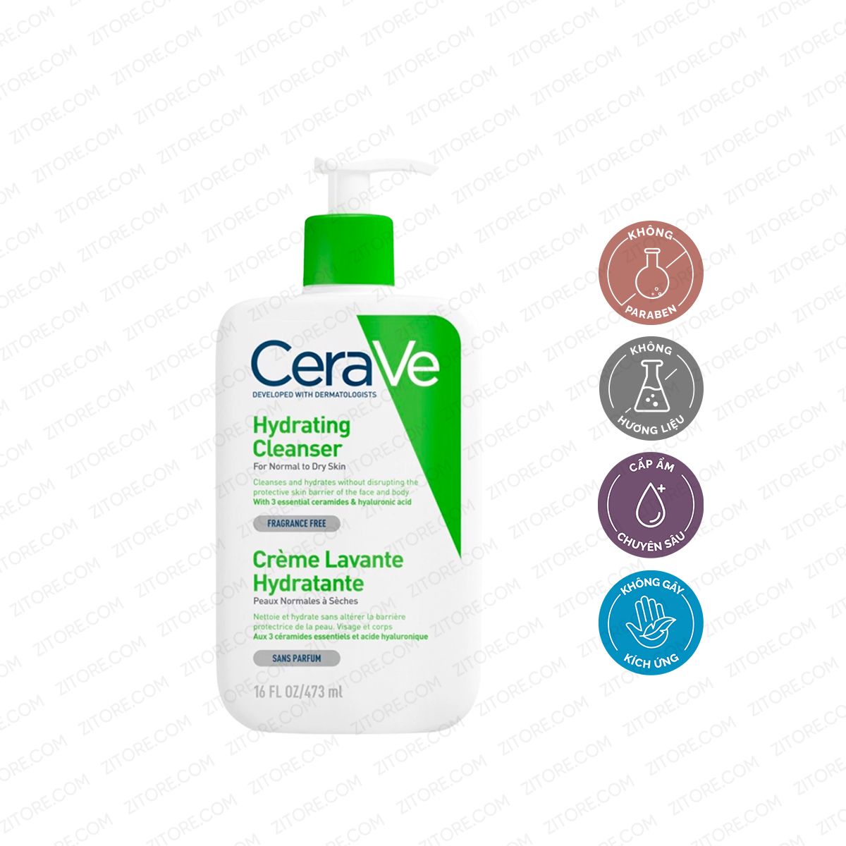  Sữa Rửa Mặt CERAVE Cho Da Thường Đến Khô 473mL - Sản Phẩm Chính Hãng Tại Zitore 