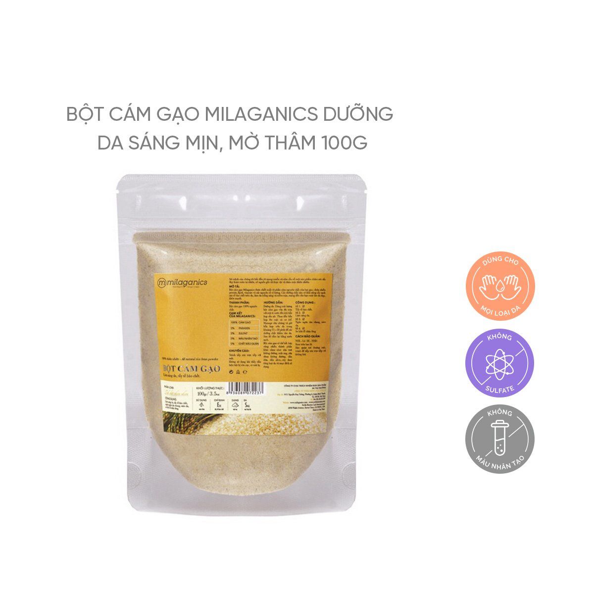  Bột Cám Gạo MILAGANICS Dưỡng Da Sáng Mịn, Mờ Thâm 100g - Sản Phẩm Chính Hãng Tại Zitore 