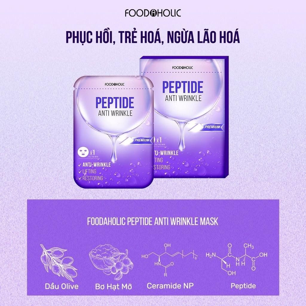  Mặt Nạ FOODAHOLIC Peptide Hỗ Trợ Trẻ Hoá & Mờ Nếp Nhăn 23mL - Sản Phẩm Chính Hãng Tại Zitore 