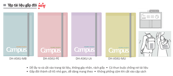 File đựng tài liệu A4 gấp đôi Kusumi Campus (10/60)