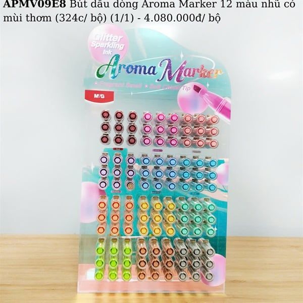 Bộ dấu dòng 48 màu hộp nhựa Aroma Marker màu nhũ thơm APMV09E8 (9/324) Hồng (Pink- Peach)