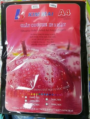 Giấy in ảnh A4 Kim Mai bóng 2 mặt 160g (50)
