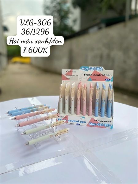 Bút nước bấm Việt Lợi kẹp mạ vàng nhanh khô 0.5mm VLG-806 (36/1296)