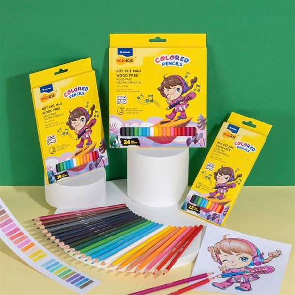 Bút chì màu Thiên Long Woodfree Akooland