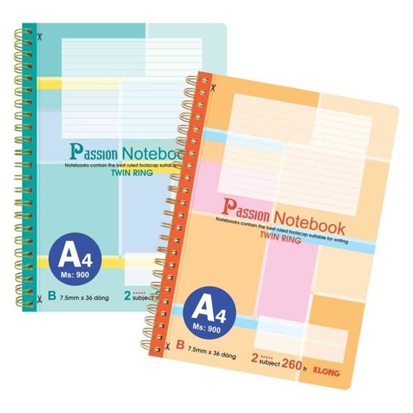Sổ lò xo kép bìa nhựa Passion 260 trang A4 70/92 Klong 900 (30)