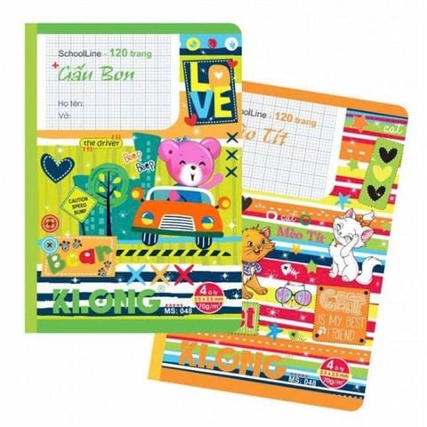 Vở 4 ôly may dán gáy Klong SchoolLine Khổ B5 ĐL70gsm