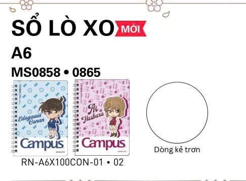Sổ lò xo dòng kẻ trơn Campus khổ A6 Detective Conan 100 trang ĐL100gsm (120)