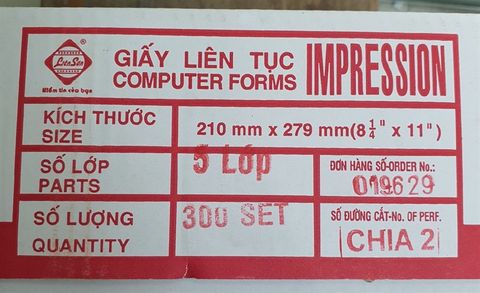 Giấy in liên tục 210mm x 279mm 5 liên