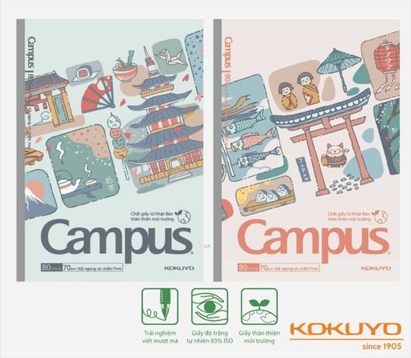 Vở kẻ ngang có chấm B5 80/120/200 trang Campus Chính Hãng - Có Tại Hiệu Sách Mai
