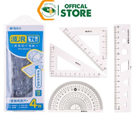 Bộ Thước Kẻ Eke Dẻo 15cm 4 Món Ở Giữa Có Khung Hình Arl960H3 Chính Hãng - Có Tại Hiệu Sách Mai