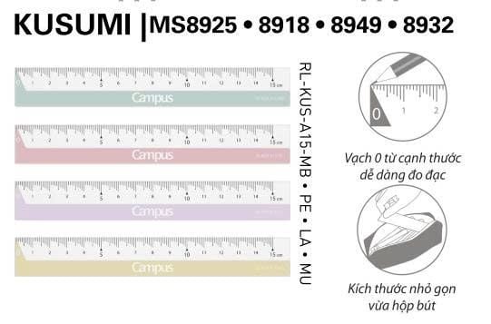 Thước kẻ Campus Kusumi 15cm (25/600)
