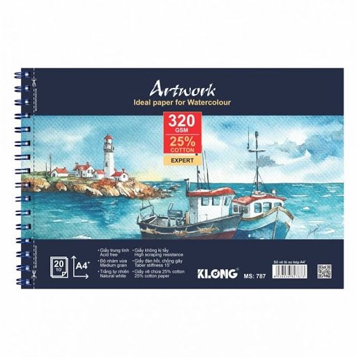 Vở vẽ lò xo A4 320 GSM Klong787 (20Q/ thùng)