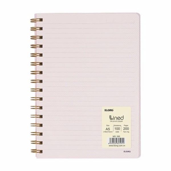 Vở Dash Line Lò xo kép bìa nhựa khổ A5 Klong ĐL100gsm 200 trang Klong595 (50)