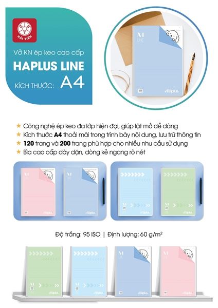 Vở kẻ ngang A4 có chấm Hải Tiến ĐL60gsm
