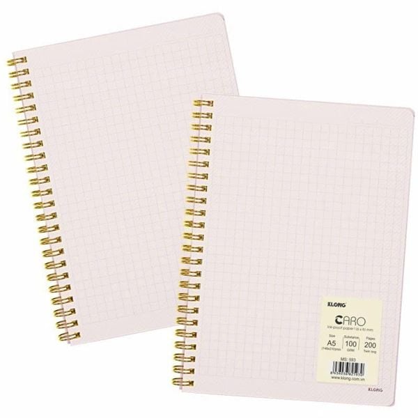Vở Dash Lò xo kép kẻ caro bìa nhựa khổ A5 200 trang DL100gsm Klong593 (50)