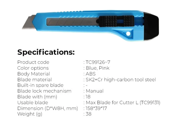 Dao Rọc Giấy 18mm L1/L2/L3 Max Tc99131 Chính Hãng - Có Tại Hiệu Sách Mai