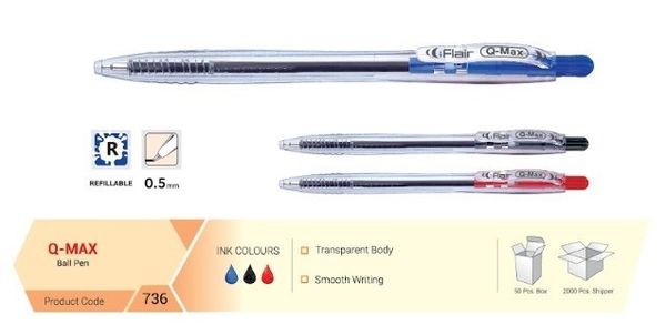Bút Bi 0.5mm Flair Qmax Chính Hãng - Có Tại Hiệu Sách Mai