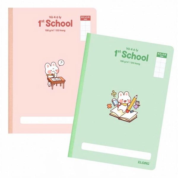Vở 4 ôly may dán gáy Klong 1st School khổ B5 DL100gsm