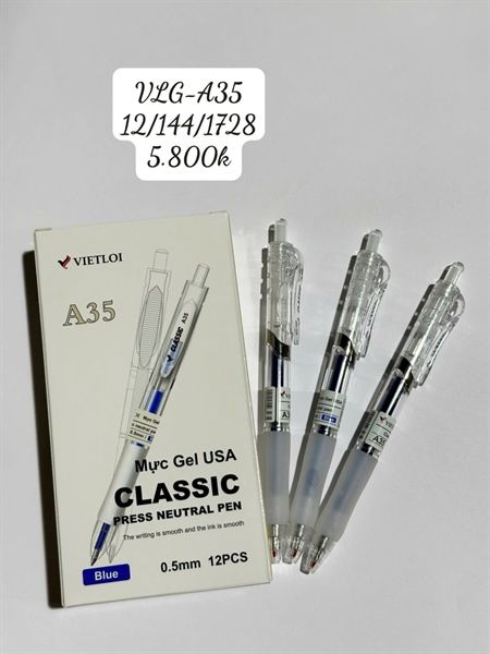 Bút nước bấm thân trong 0.5mm Việt Lợi VLG-A35 ( 12/144/1728 )