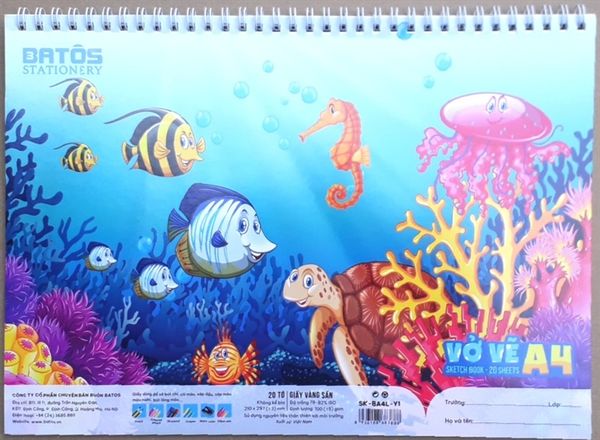 Vở Vẽ Lò Xo A4 Batos Đl100gsm (20 Tờ) Chính Hãng - Có Tại Hiệu Sách Mai