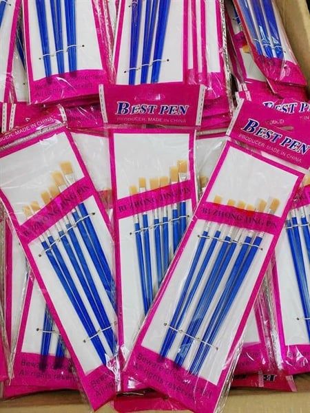 Cọ vẽ dẹt Xanh (6 chiếc/vỉ)