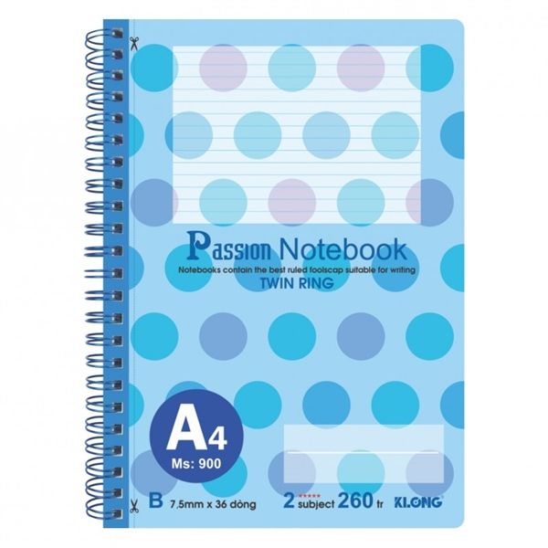 Sổ lò xo kép bìa nhựa Passion 260 trang A4 70/92 Klong 900 (30)