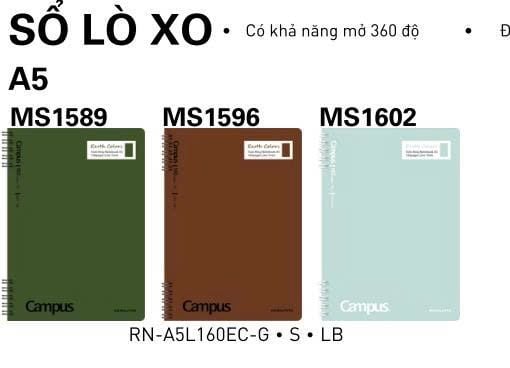 Sổ lò xo dọc kẻ ngang A5 Campus Earth Colors 160 trang ĐL70gsm (80)
