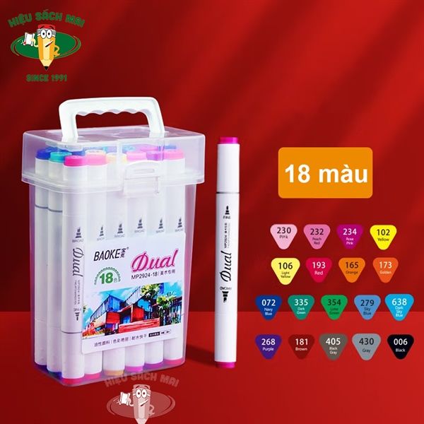 Bút Dạ Màu Marker Baoke Chính Hãng - Có Tại Hiệu Sách Mai
