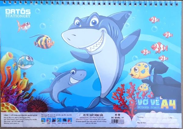 Vở Vẽ Lò Xo A4 Batos Đl100gsm (20 Tờ) Chính Hãng - Có Tại Hiệu Sách Mai