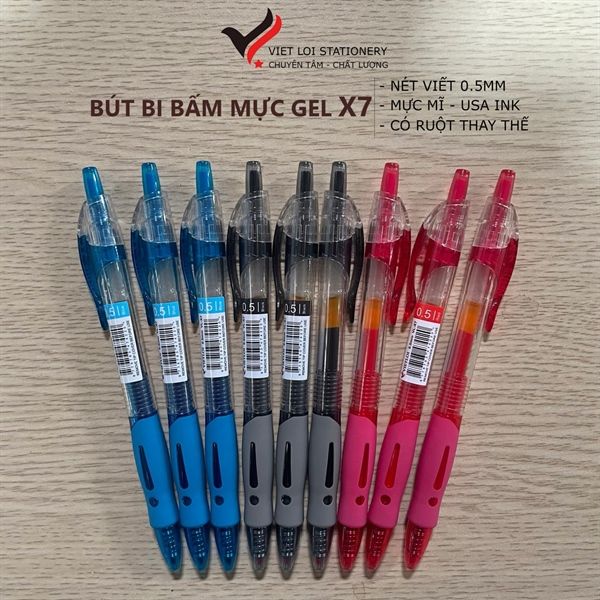 Bút gel bấm 0.5mm Việt Lợi VL-X7 (12/144/1728)