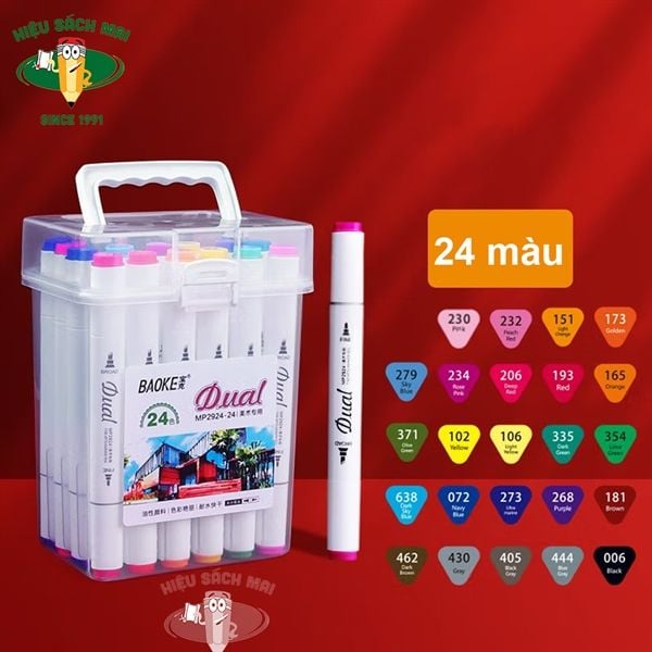 Bút Dạ Màu Marker Baoke Chính Hãng - Có Tại Hiệu Sách Mai