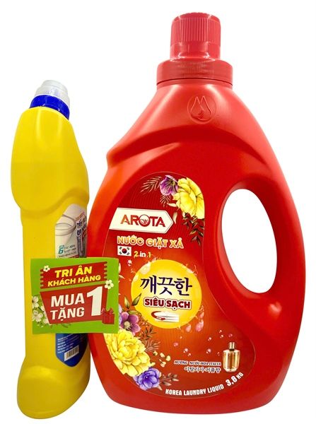 Nước giặt xả Arota Siêu sạch 3.8kg + KM thông cống 1.1L (4)