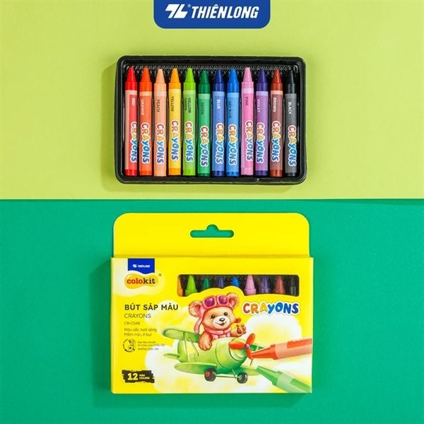 Sáp màu Crayons 12 màu Thiên Long CR-C048 (200)