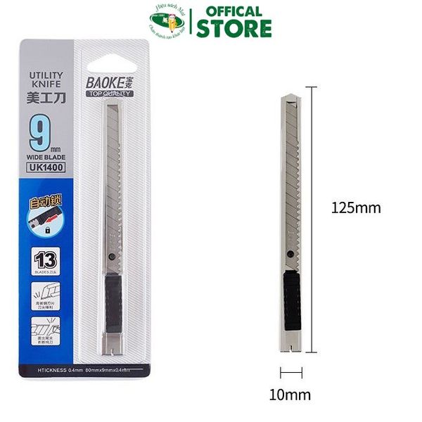 [BAOKE] Dao rọc giấy vỏ inox Baoke lưỡi 9mm sản phẩm chính hãng