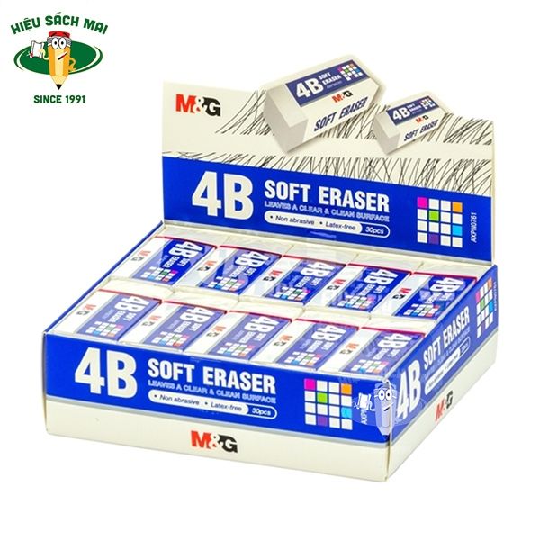 Tẩy Chì Trắng 4B Nhỏ Chính Hãng - Có Tại Hiệu Sách Mai