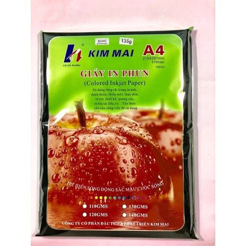 Giấy in ảnh A4 kim mai bóng 1 mặt 135g (100)