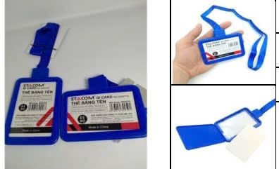 Bộ dây thẻ đeo bảng tên nhựa cứng ngang Stacom ID6077 xanh (85x54mm) (12/240)