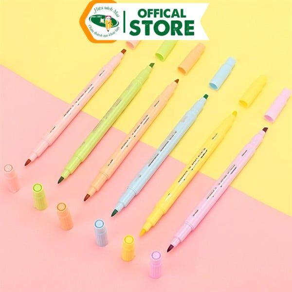 Túi Bút Dạ Quang 2 Đầu Baoke Chính Hãng - Có Tại Hiệu Sách Mai