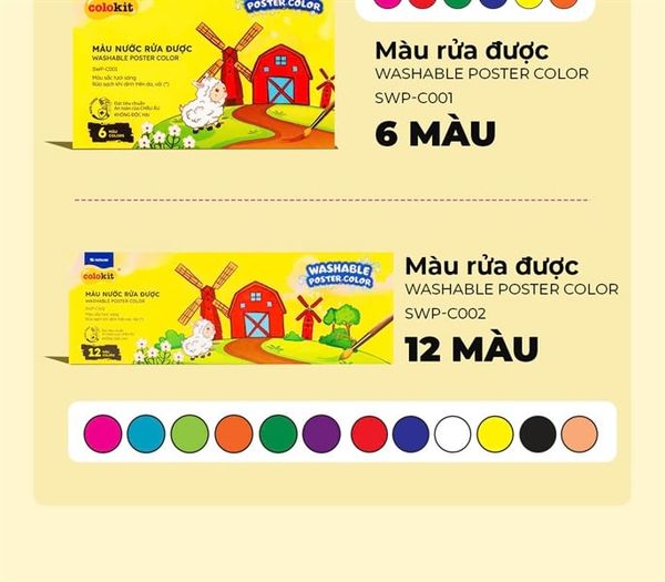 Màu nước rửa được Thiên Long có kèm thiệp