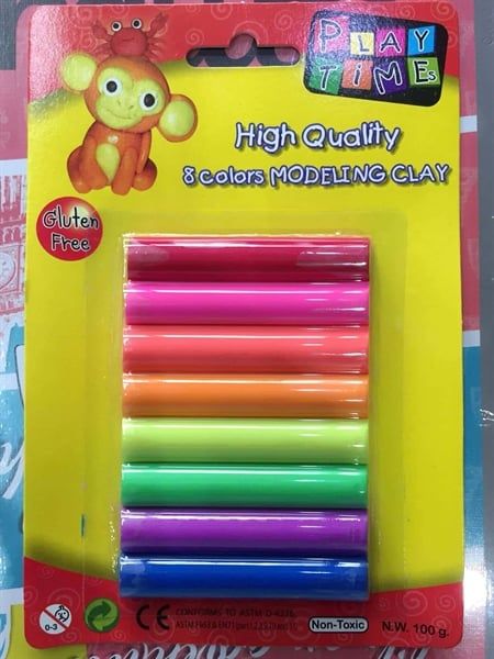 Vỉ đất nặn 8 màu neon 100g 002-8N100 (144)